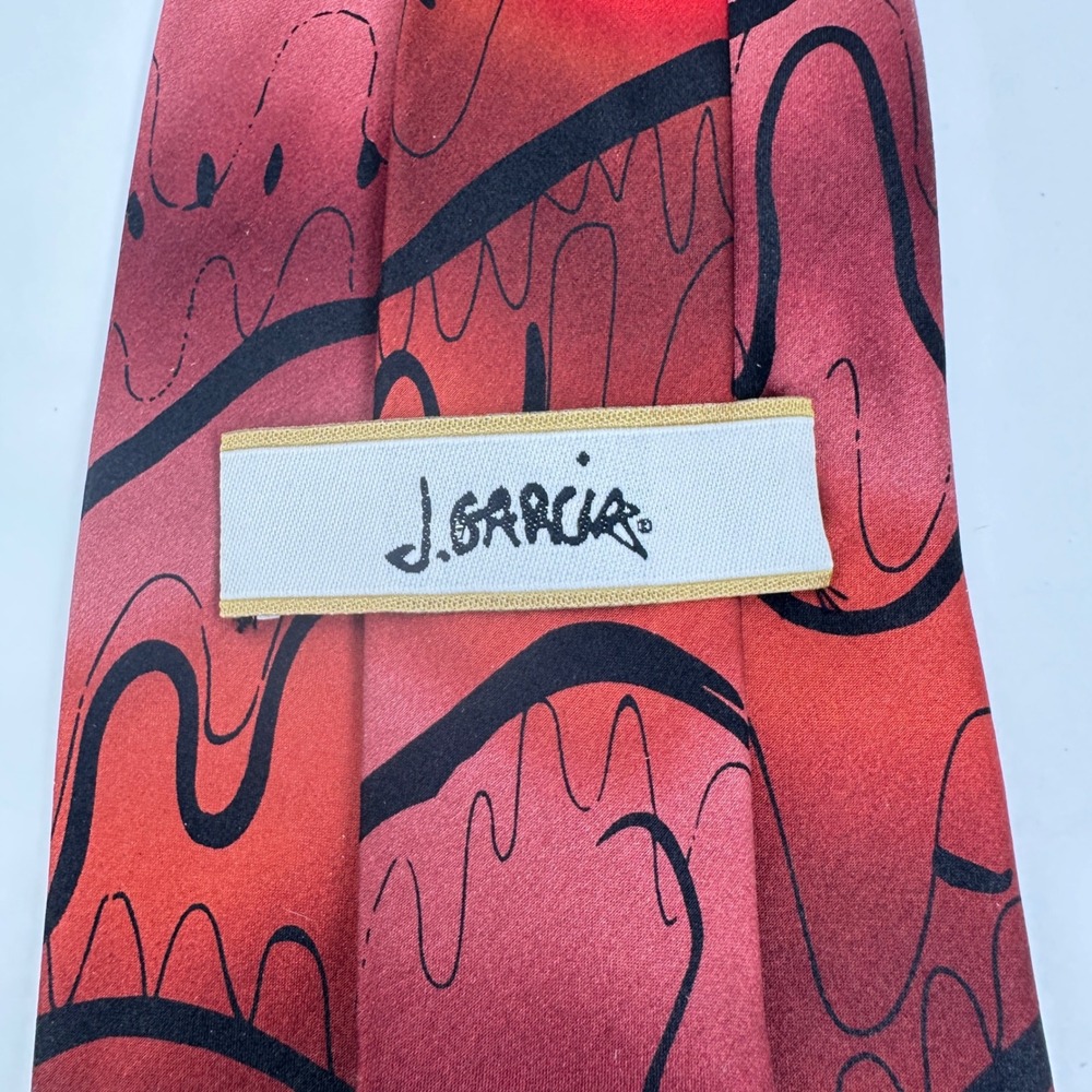 J Garcia Silk Tie Mens One Size Red Thistle Ghost Limited Edition Collection 40 - Picture 8 of 11